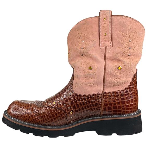 Ariat Women's Fatbaby Brown Pink Western Cowgirl Boot Size 11 B - Picture 2 of 12